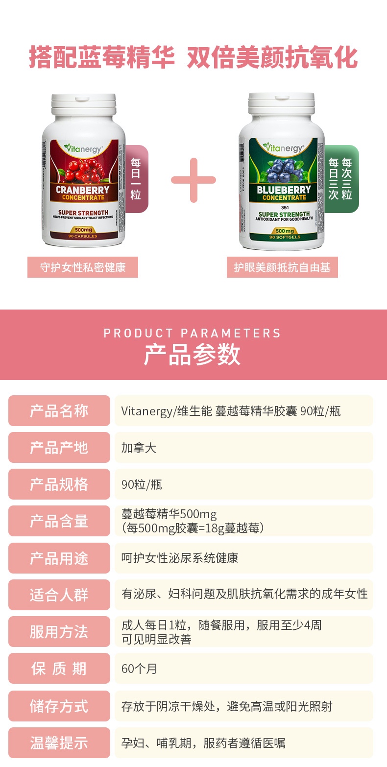 商品[国内直发] Vitanergy|【2027年6月有效期】加拿大维生能蔓越莓精华胶囊卵巢女性成人营养泌尿系统保养90粒 | Cranberry Concentrate,价格¥148,第6张图片详细描述