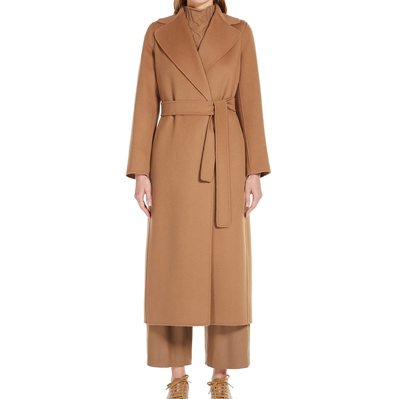 商品Max Mara|MaxMara/麦丝玛拉 'S女士驼色羊毛配腰带长款浴袍大衣,价格¥3310,第3张图片详细描述