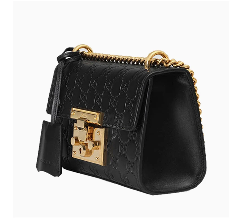 商品[国内直发] Gucci|【王子文同款】GUCCI 古驰 女士黑色Padlock系列小号Gucci Signature皮革肩背包 409487-CWC1G-1000,价格¥17033,第3张图片详细描述