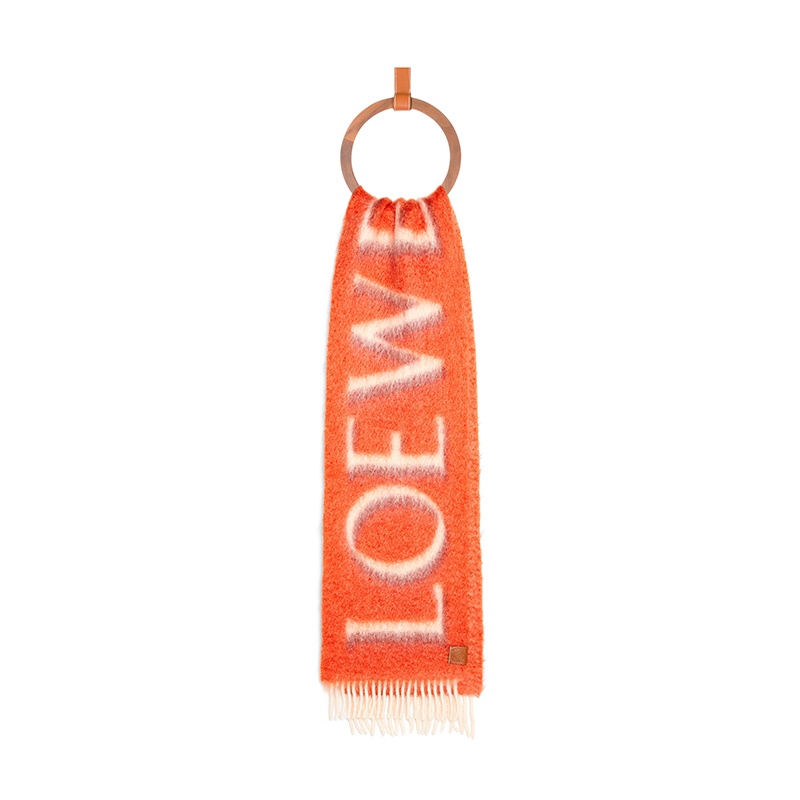 商品Loewe|罗意威23新款 男女通用橘色马海毛羊毛��标志印花围巾,价格¥4632,第3张图片详细描述