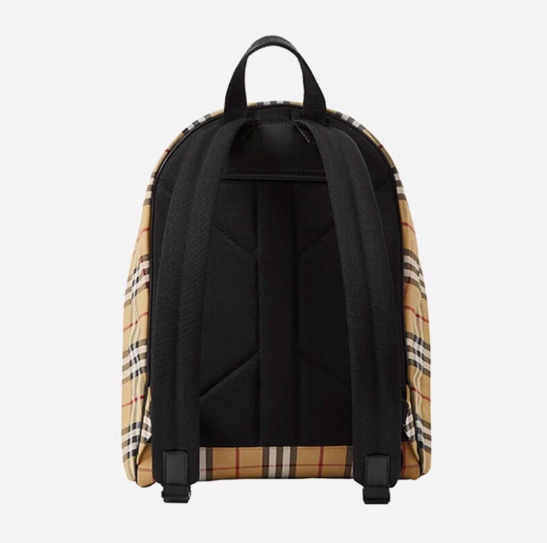 商品Burberry|【现货】博柏丽 棕色拼色格纹装饰拉链闭合带外兜双肩包 80841131,价格¥6741,第14张图片详细描述