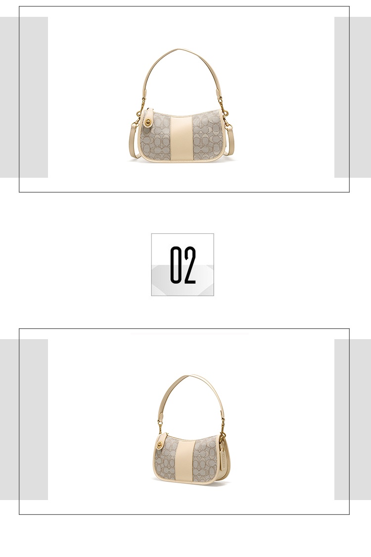 商品[国内直发] Coach|COACH 小号女士织物配皮单肩手提包 C0721B4SHG,价格¥2207,第2张图片详细描述