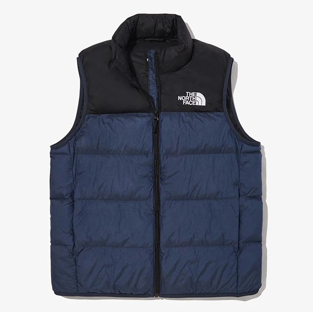 商品The North Face|【享贝家】ZY-（预售款）北面 经典款拼色立领拉链休闲保暖羽绒棉马甲背心 男女同款 蓝黑 NV3NN60C-BLU,价格¥661,第1张图片详细描述