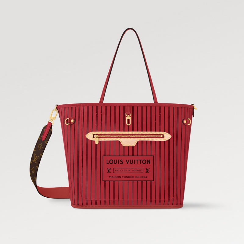 商品Louis Vuitton|【预售十天】路易威登NEVERFULL BANDOULIÈRE INSIDE OUT 红色中号手袋可拆卸肩带M12708,价格¥16629,第3张图片详细描述