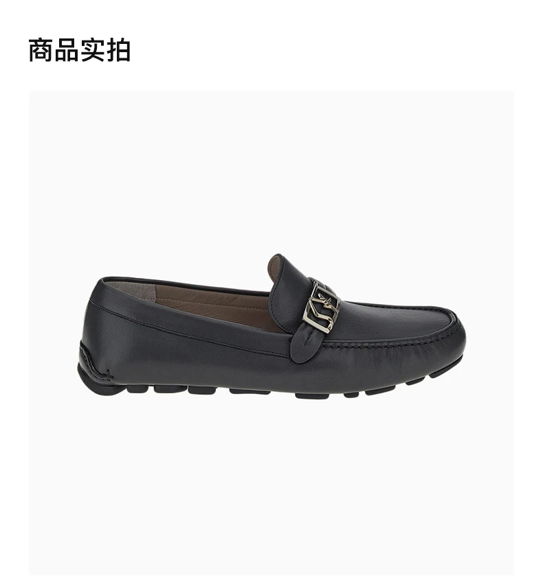 商品Salvatore Ferragamo|SALVATORE FERRAGAMO 男士黑色牛皮饰有金属搭扣驾车鞋 020376-745548,价格¥3382,第4张图片详细描述