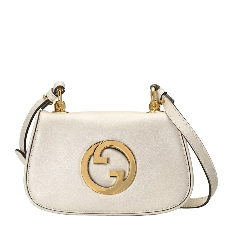 商品Gucci|【包税】GUCCI/古驰 22新款Blondie系列 女士迷你白色皮革圆形徽标金扣金链单肩斜挎包‎698643UXXAG9161,价格¥17430,第3张图片详细描述