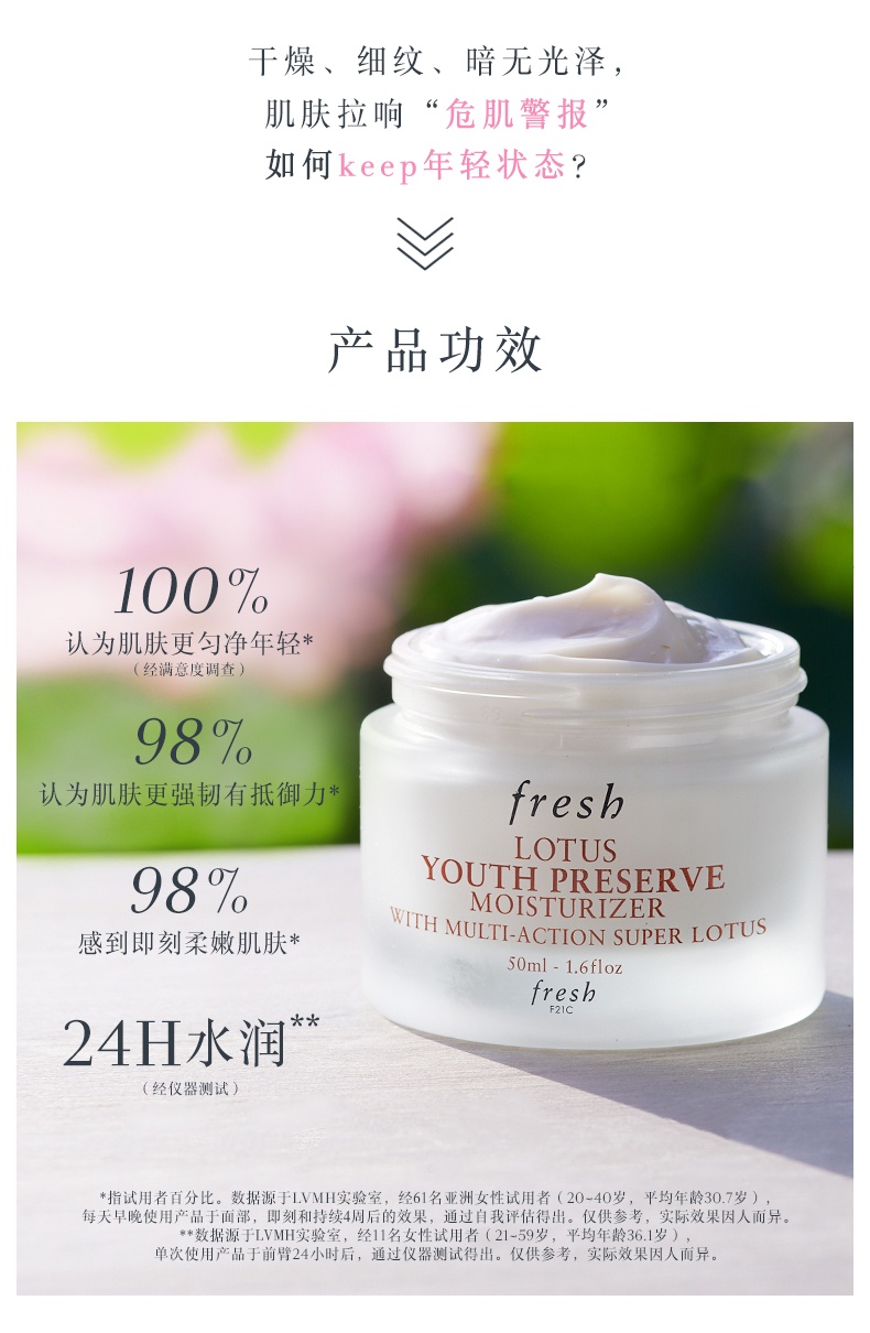 商品Fresh|馥蕾诗 Lotus面霜睡莲青春赋活面霜 50ml 补水保湿抗初老清爽面霜提升光泽,价格¥411,第2张图片详细描述