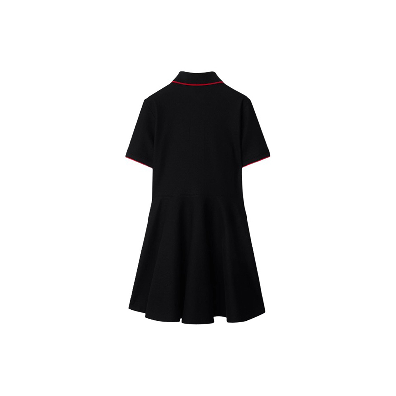 商品Burberry|【现货】博柏利 女士黑色棉质条纹边饰拉链休闲短袖连衣裙 80844171,价格¥1434,第3张图片详细描述
