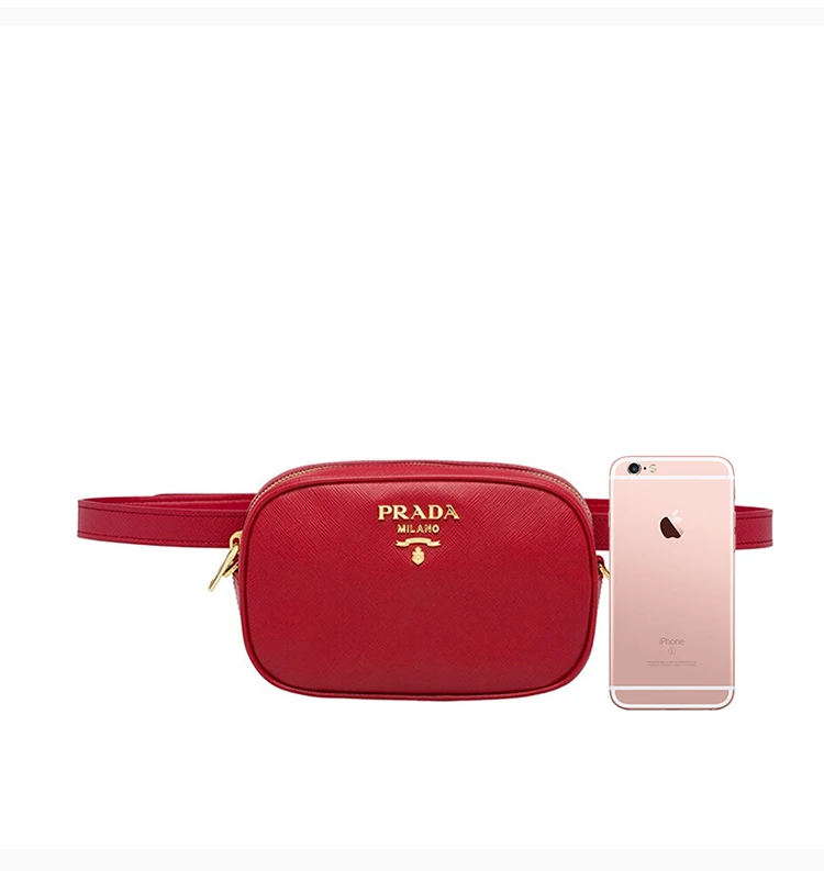 商品[国内直发] Prada|Prada 普拉达 女包红色牛皮斜挎腰包 1BL007-NZV-F068Z,价格¥5376,第3张图片详细描述