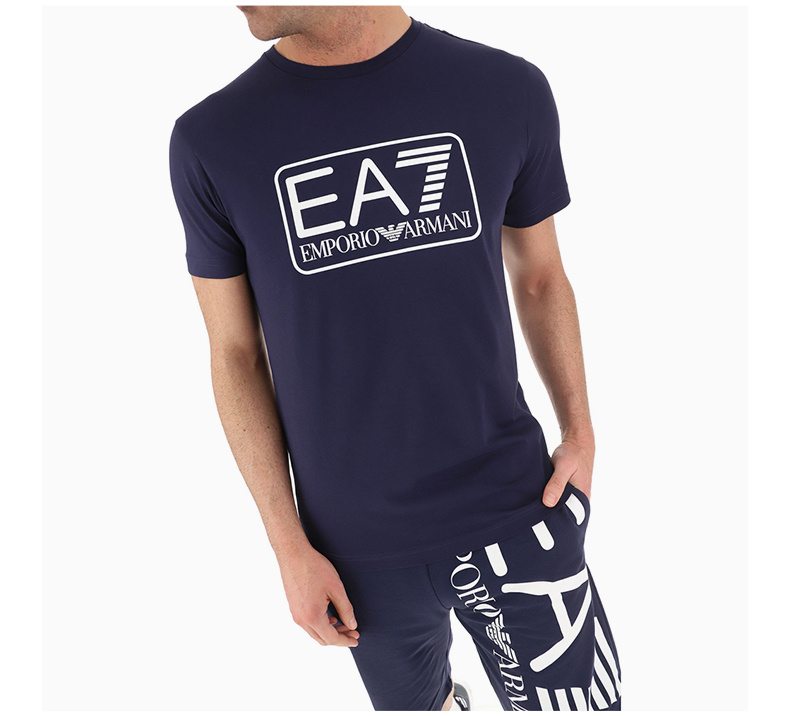 商品Emporio Armani|EMPORIO ARMANI 男士海军蓝色棉质短袖T恤 8NPT10-TJNQZ-1554,价格¥425,第12张图片详细描述