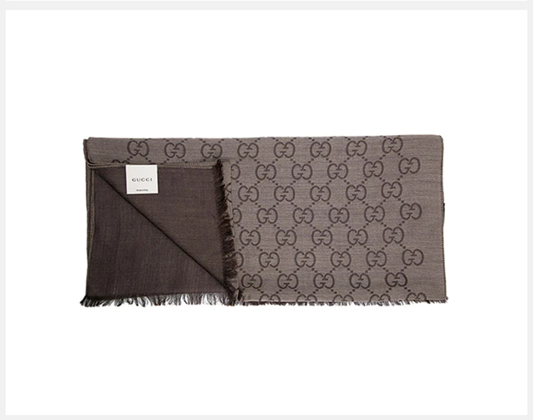 商品Gucci|GUCCI 古驰 女士棕色羊毛围巾 165904-3G646-9664,价格¥1089,第4张图片详细描述