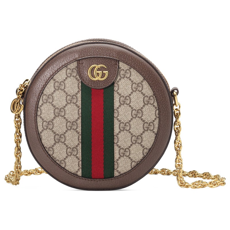 商品Gucci|GUCCI/古驰 Ophidia女士迷你米色帆布圆形链条单肩包 ,价格¥10188,第4张图片详细描述