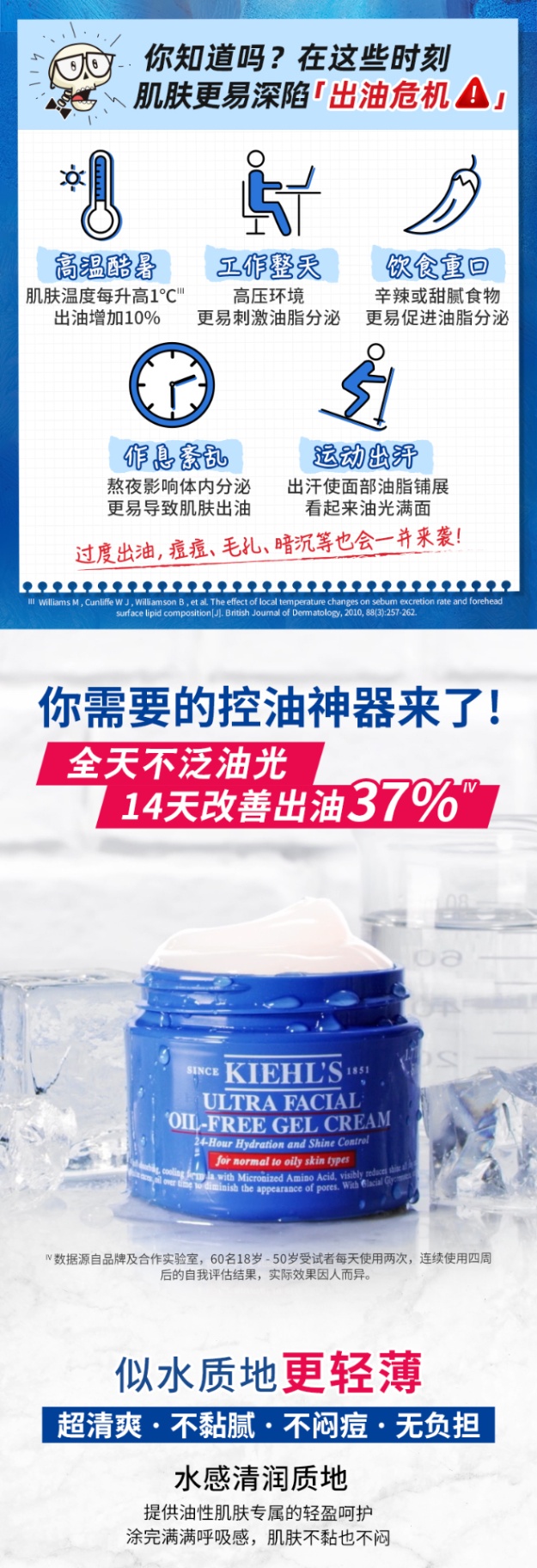 商品Kiehl's|科颜氏 果冻清爽高保湿面霜 补水滋润 控油不粘腻 50/125ml,价格¥348,第2张图片详细描述