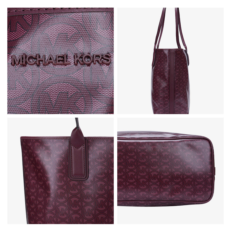 商品Michael Kors|Michael Kors 奥莱款女士PVC配皮单肩手提包35F1G2JT3C-MERLOT,价格¥810,第8张图片详细描述