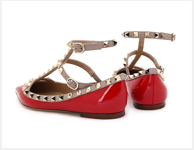 商品Valentino|Valentino 华伦天奴 女士铆钉绑带平底鞋 NW1S0376-VNW-R19,价格¥4649,第4张图片详细描述