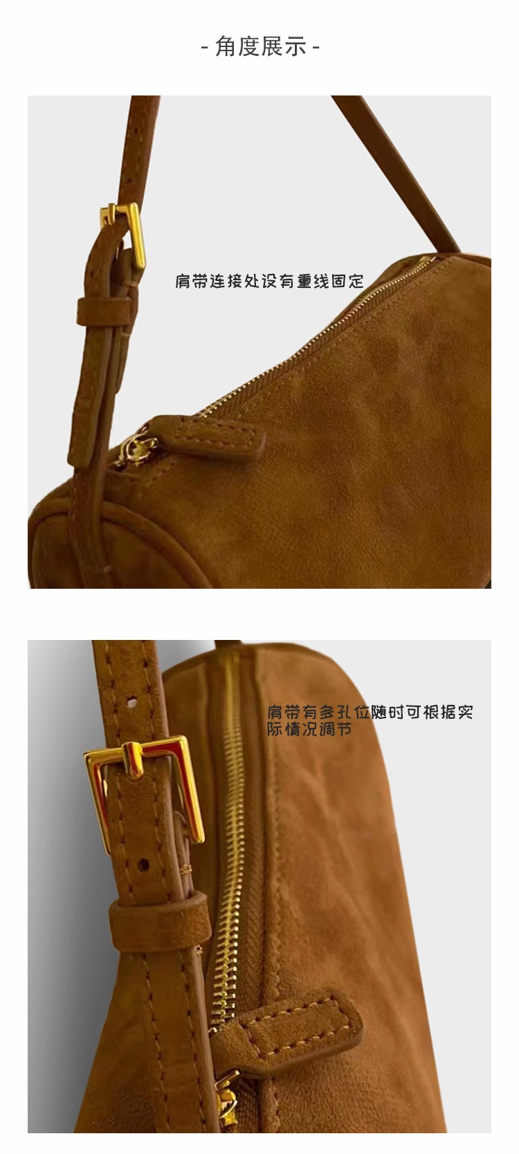 商品[国内直发] GLENVINTEN|2023新款麂皮笔筒包反绒皮迷你简约手提包真皮复古笔袋包女,价格¥538,第14张图片详细描述