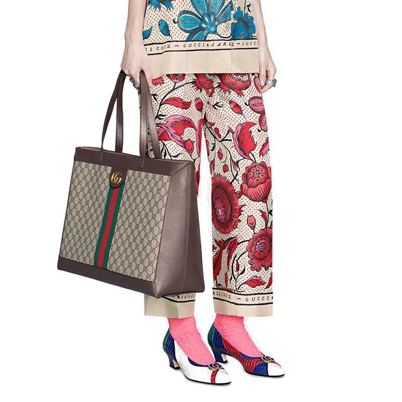 商品Gucci|GUCCI/古驰 新款Ophidia女士米色帆布拼棕色皮革手提子母购物袋 547947 9IK3T 8745,价格¥11732,第6张图片详细描述