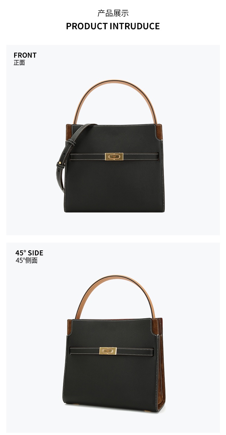 商品[国内直发] Tory Burch|TORY BURCH Lee Radziwill Double哑光高级精致 牛皮 单肩斜挎手提包 小号 女款 黑色,价格¥6664,第3张图片详细描述