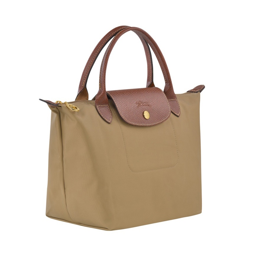 商品Longchamp|【SAvenue】LONGCHAMP 珑骧 帆布拼牛皮饺子包手提包 短柄小号 女款 卡其色(提示：保税仓货品一人不可超过5单) 3597922208814（1621089526-22F）,价格¥615,第3张图片详细描述