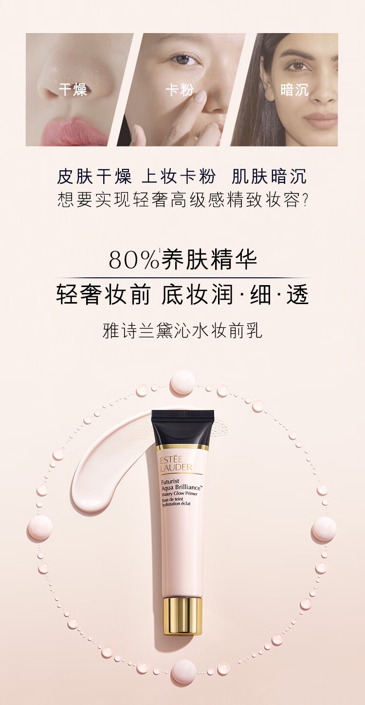 商品[国内直发] Estée Lauder|雅诗兰黛沁水妆前乳40ml 隔离霜滋润不拔干养肤细腻不卡粉清透隐毛孔,价格¥473,第3张图片详细描述