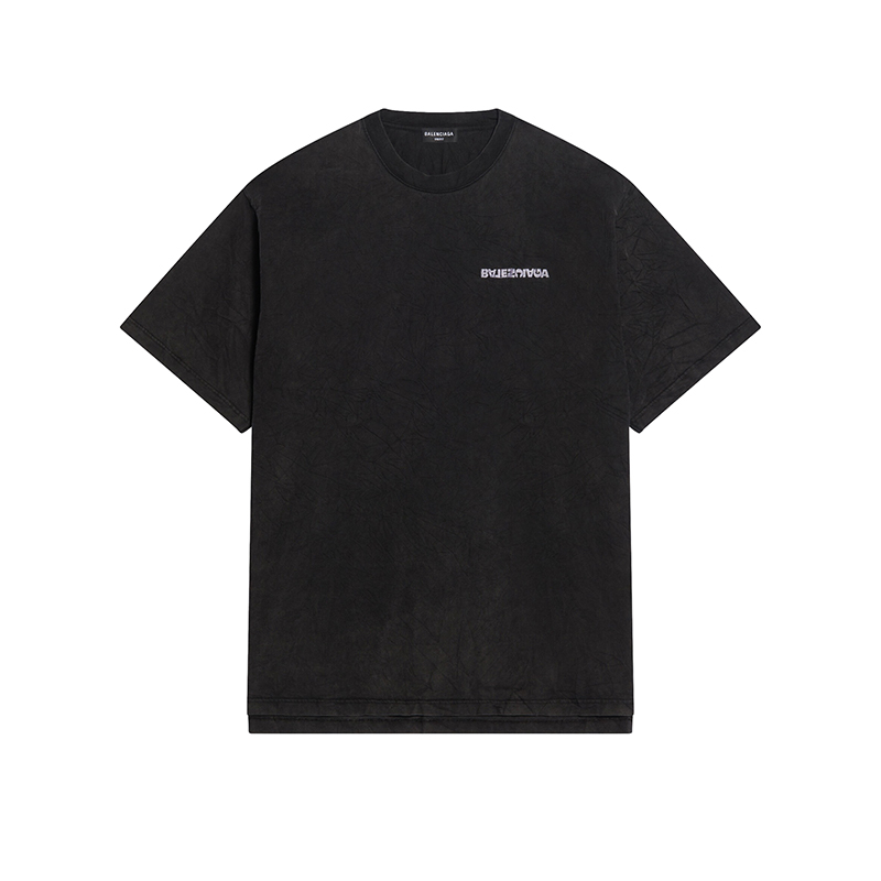 商品Balenciaga|Balenciaga/巴黎世家 22年春夏新款 TURN系列 男士黑色纯棉艺术画刺绣短袖T恤675016TLVB39034,价格¥4554,第2张图片详细描述
