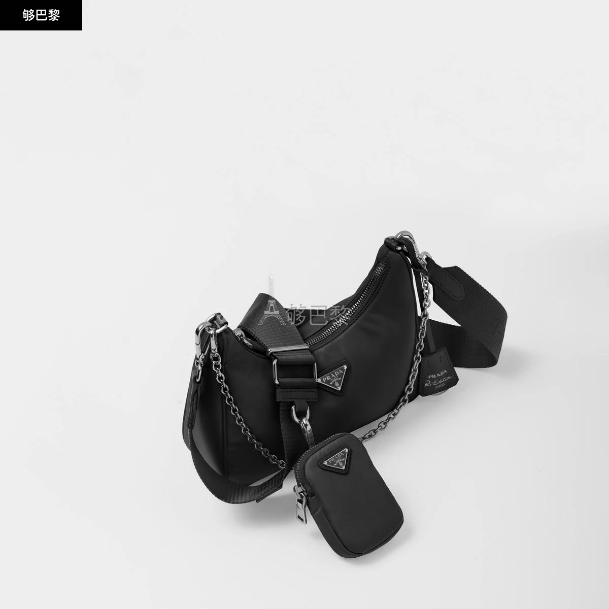 商品Prada|【预售】 普拉达 25秋冬 女士 ��单肩包 Prada Re-Edition 2005 再生尼龙三合一手袋 1BH204_R064_F0002_V_V9L ,价格¥13816,第6张图片详细描述