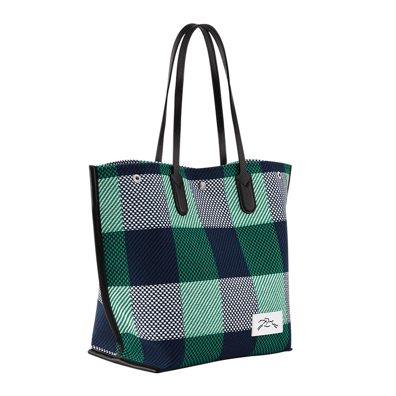 商品Longchamp|珑骧 女士大号海军蓝/草绿色帆布手提包,价格¥3444,第3张图片详细描述