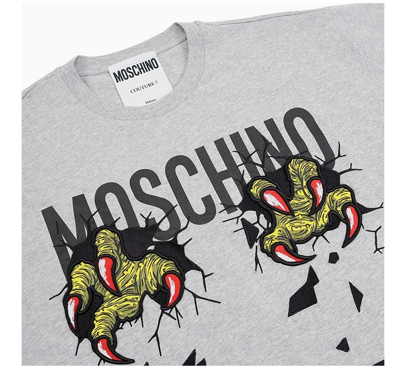 商品[国内直发] Moschino|MOSCHINO 女士灰色印花圆领短袖T恤 EA0719-0540-1485,价格¥2804,第6张图片详细描述