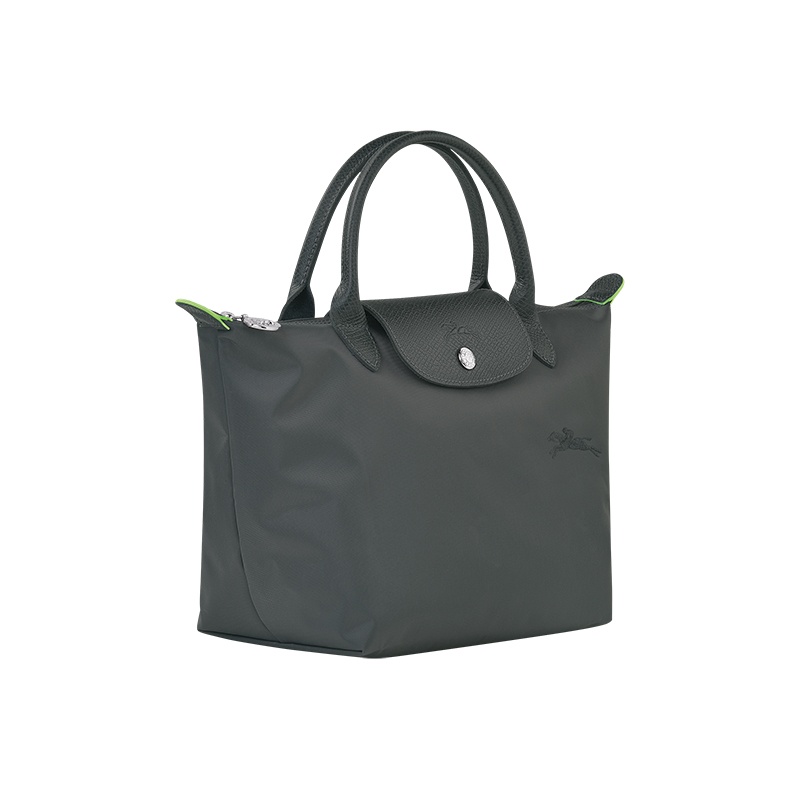 商品Longchamp|LONGCHAMP/珑骧 女士灰色帆布银色五金按扣拉链开合小号手提包,价格¥716,第4张图片详细描述