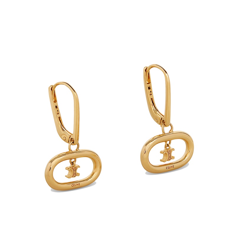 商品Celine|CELINE/赛琳   MAILLON TRIOMPHE系列 金色黄铜镂空圈形凯旋图案耳环,价格¥3130,第3张图片详细描述