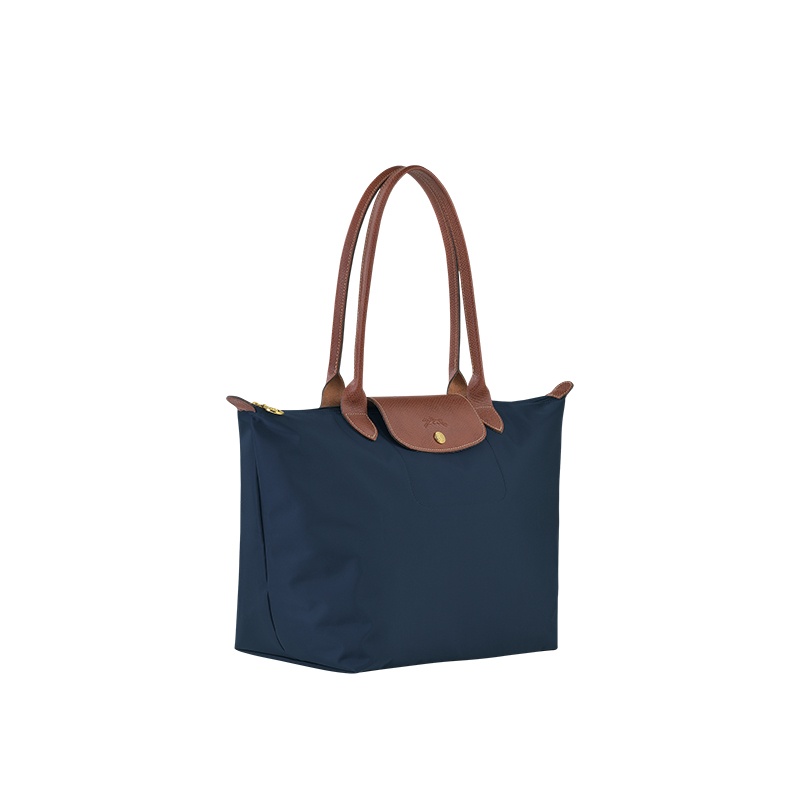 商品Longchamp|LONGCHAMP/珑骧 女士深蓝色帆布金色五金按扣拉链开合大号托特包,价格¥814,第7张图片详细描述