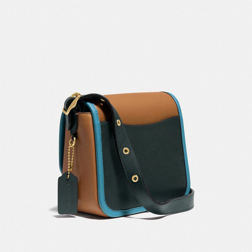 商品[国内直发] Coach|蔻驰女包旋扣小方包女士专柜款皮革单肩斜挎包棕绿拼色迷你89126 B4PU1,价格¥744,第8张图片详细描述