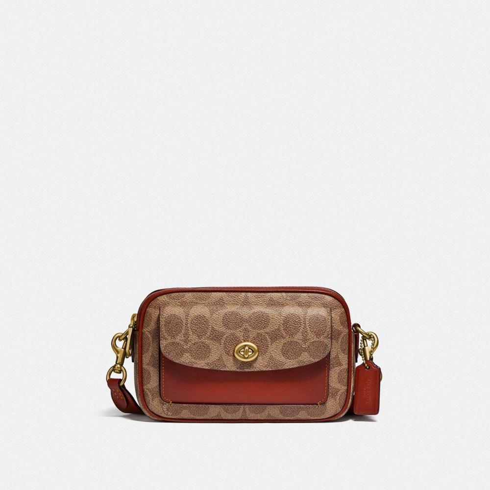 商品[国内直发] Coach|蔻驰女包奢侈品包包WILLOW白色拼色皮质相机包小方包双拉链单肩斜挎包节日生日礼物送女友C0695 B4CAH,价格¥812,第6张图片详细描述