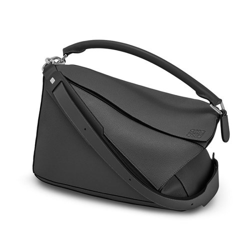 商品Loewe|【现货】罗意威 Puzzle Edge系列 女士大号黑色小牛皮饰有银色五金斜挎单肩手提拼图包322.12S19-1100,价格¥18407,第5张图片详细描述
