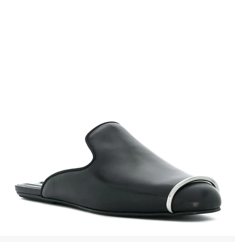 商品Alexander Wang|ALEXANDER WANG 黑色女士包脚平底拖鞋 3099F0080L-001,价格¥4597,第5张图片详细描述