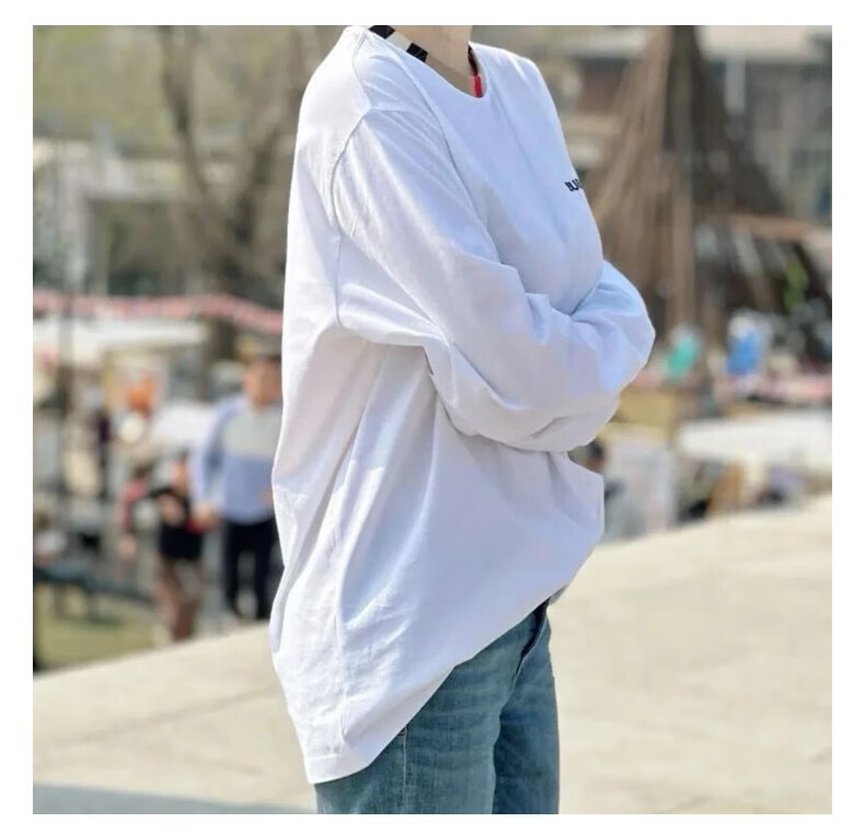 商品Burberry|【现货速发】BURBERRY/博柏利 男士白色棉质圆领长袖T恤 80751881,价格¥858,第8张图片详细描述