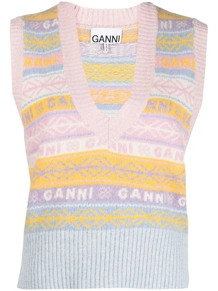 商品[国内直发] Ganni|GANNI 拼色女士马甲 K1758-999,价格¥893,第1张图片详细描述