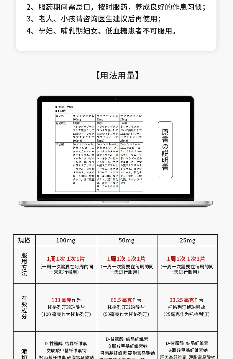 商品Hisamitsu|【日本直邮】日本原装进口 武田薬品 二型糖尿病药 曲格列汀琥珀酸盐片,价格¥1665,第5张图片详细描述