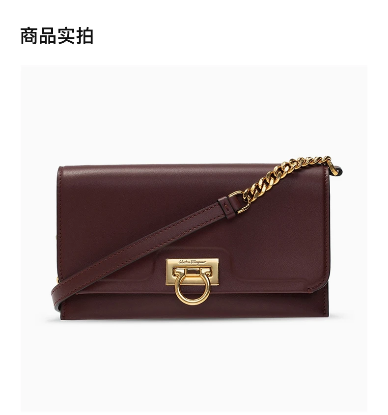 商品Salvatore Ferragamo|SALVATORE FERRAGAMO 酒红色女士单肩包 22-D969-733023,价格¥5138,第4张图片详细描述