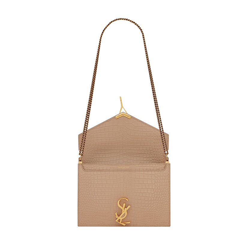 商品Yves Saint Laurent|SAINT LAURENT PARIS/圣罗兰 YSL 秋冬新款 CASSANDRA系列 女士深米色鳄鱼压纹小牛皮金扣双链手提斜挎单肩包532750DND0J2721,价格¥19121,第6张图片详细描述