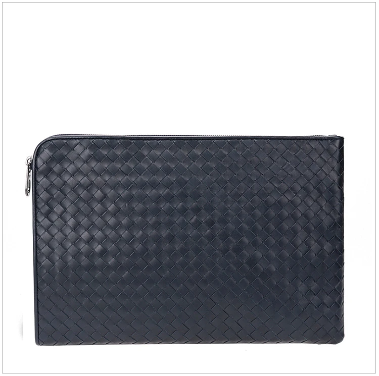 商品[国内直发] Bottega Veneta|Bottega Veneta 葆蝶家 男士羊皮蓝色编织手拿包 224052-V4651-4013,价格¥6335,第13张图片详细描述