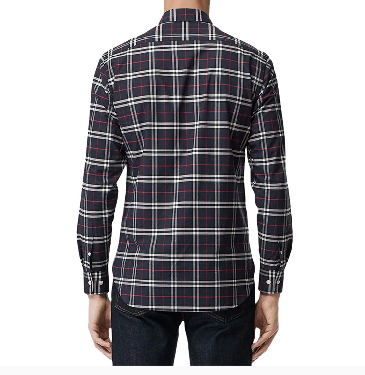 商品Burberry|Burberry 博柏利 男士海军蓝格纹衬衫 8004835,价格¥1342,第9张图片详细描述
