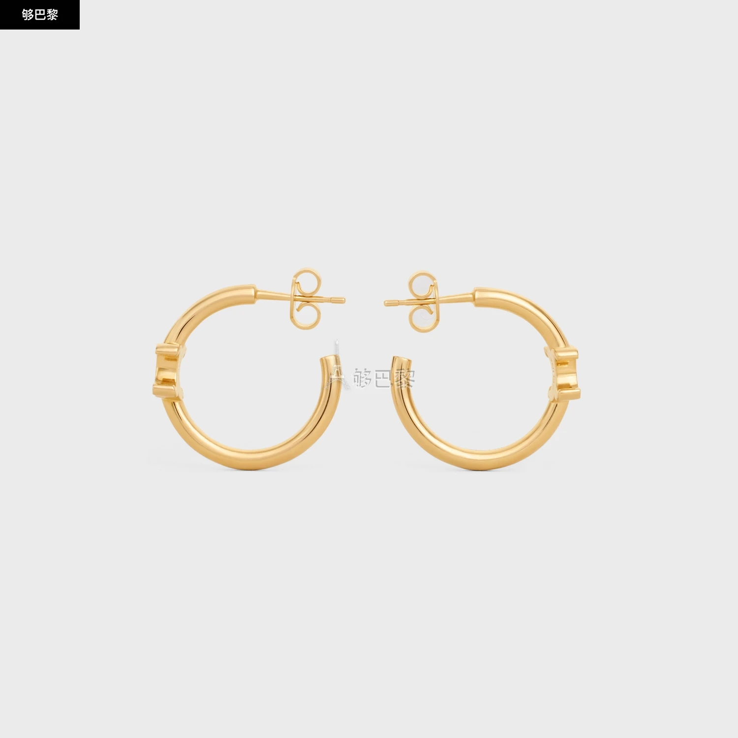 商品Celine|【预售】 赛琳 24秋冬 女士 耳环 TRIOMPHE ASYMMETRIC金色饰面黄铜圈式耳环 460RD6BRA.35OR,价格¥4101,第5张图片详细描述