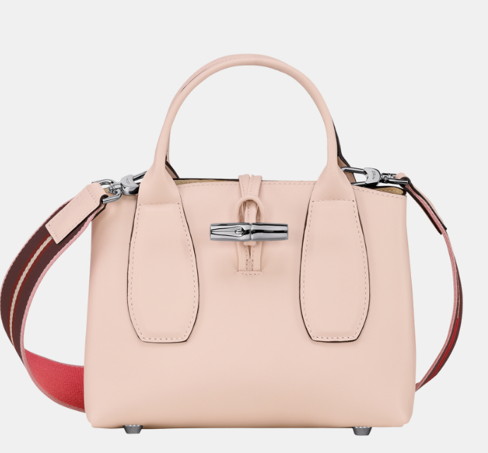 商品[国内直发] Longchamp|珑骧新款女士ROSEAU系列小号牛皮竹节扣可拆卸肩带手提单肩斜挎包比格包棕色,价格¥3070,第4张图片详细描述