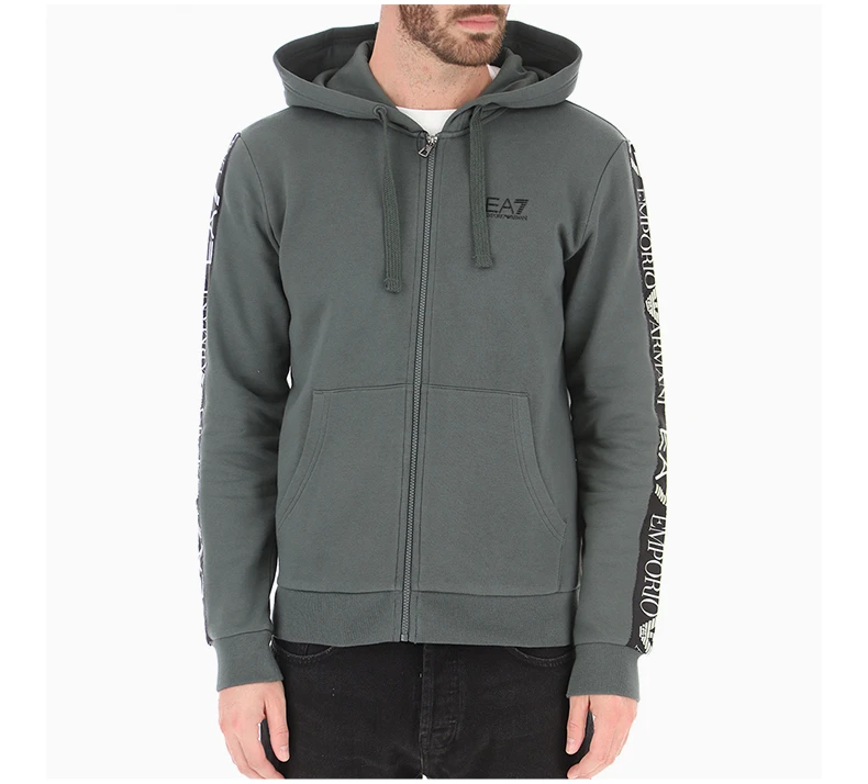 商品[国内直发] Emporio Armani|EMPORIO ARMANI 男士军绿色拉链连帽衫 6HPM12-PJ07Z-1984,价格¥947,第5张图片详细描述
