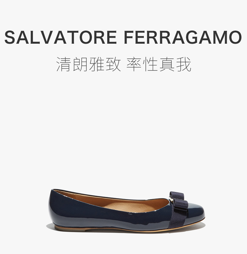 商品Salvatore Ferragamo|Salvatore Ferragamo 菲拉格慕 女士蓝色牛皮平底船鞋 01-A181-531538,价格¥2323,第3张图片详细描述