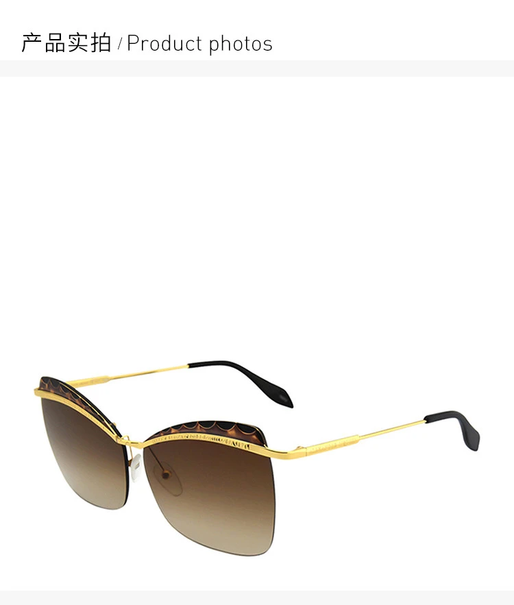 商品[国内直发] Alexander McQueen|Alexander McQueen 亚历山大·麦昆 女士太阳镜 AM0059S-008,价格¥371,第3张图片详细描述