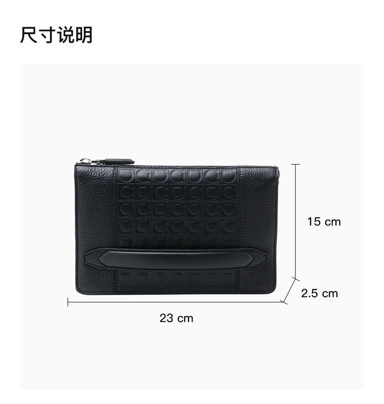 商品Salvatore Ferragamo|Salvatore Ferragamo 菲拉格慕 男士黑色小牛皮手拿包 24-0938-693330,价格¥3095,第3张图片详细描述