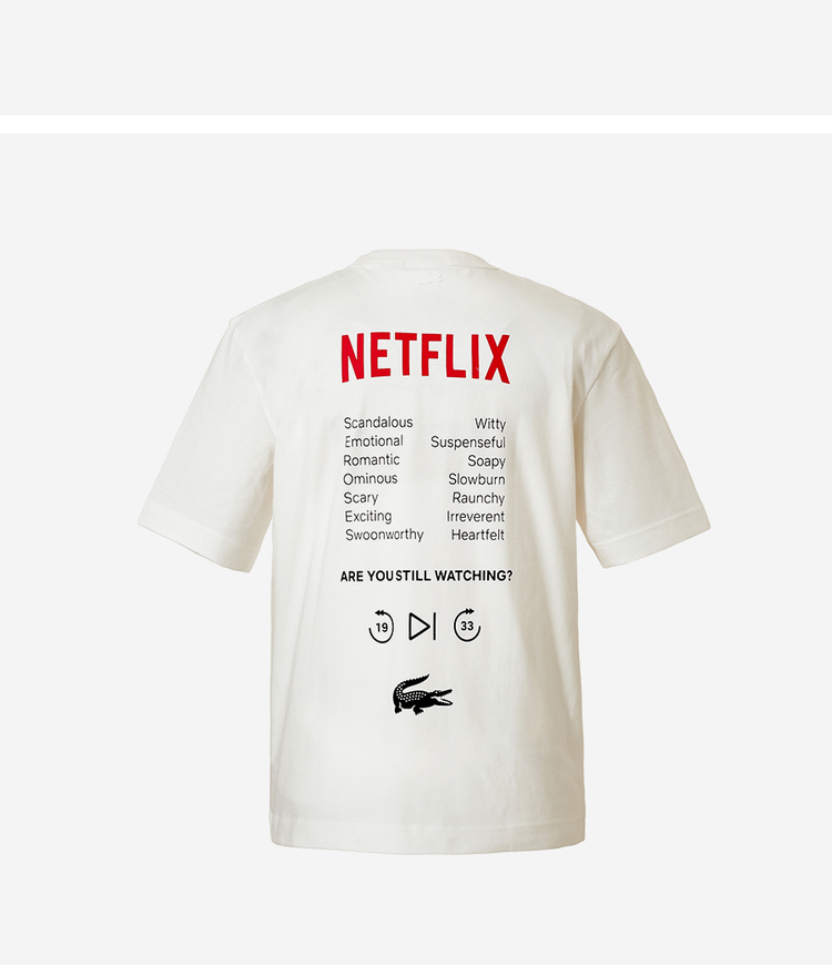 商品Lacoste|【Brilliant|包邮包税】法国鳄鱼 NETFLIX PRINT TEE SHIRT   短袖T恤  TH7343-53G 70V,价格¥372,第3张图片详细描述