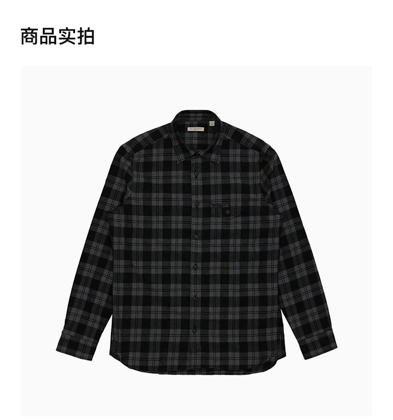 商品[国内直发] Burberry|BURBERRY 男士灰色格纹长袖衬衫 3942553,价格¥2301,第3张图片详细描述